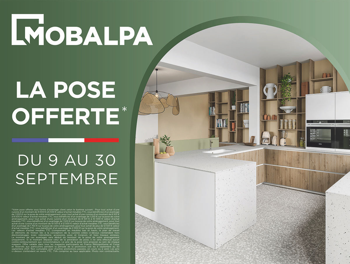 Jusqu&rsquo;au 30 septembre, la pose de votre cuisine offerte