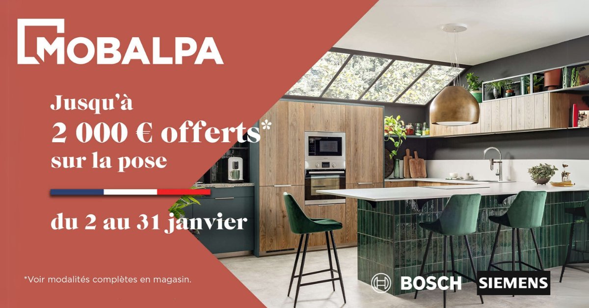 Jusqu&rsquo;à 2 000 € offerts* sur la pose de votre cuisine
